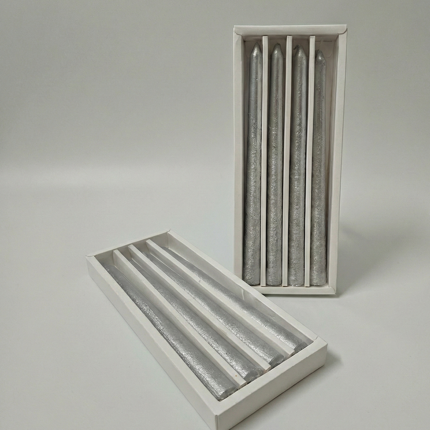 Exquisite Silver Taper Candles (Set of 4)
