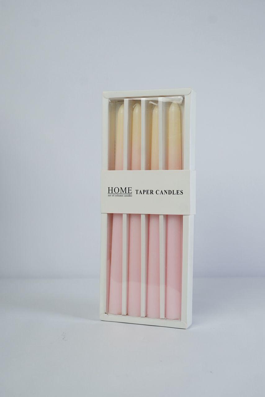 White & Pink Taper Candles – (Set of 4)