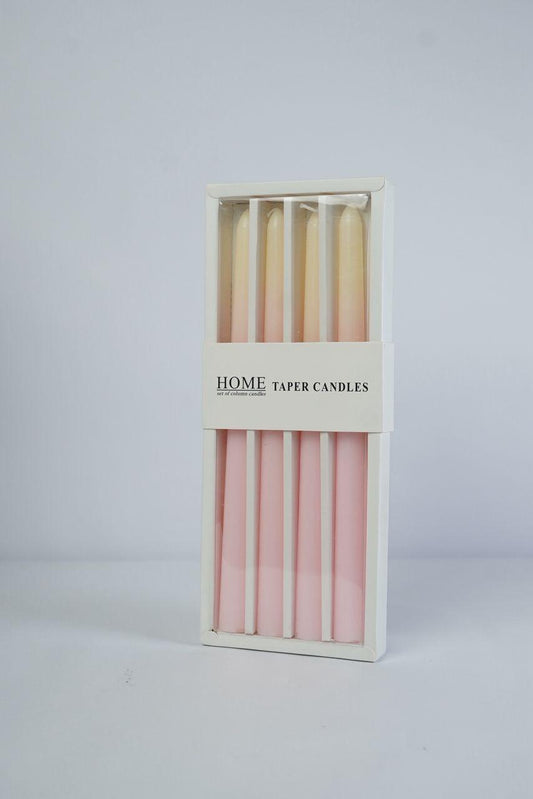 White & Pink Taper Candles – (Set of 4)