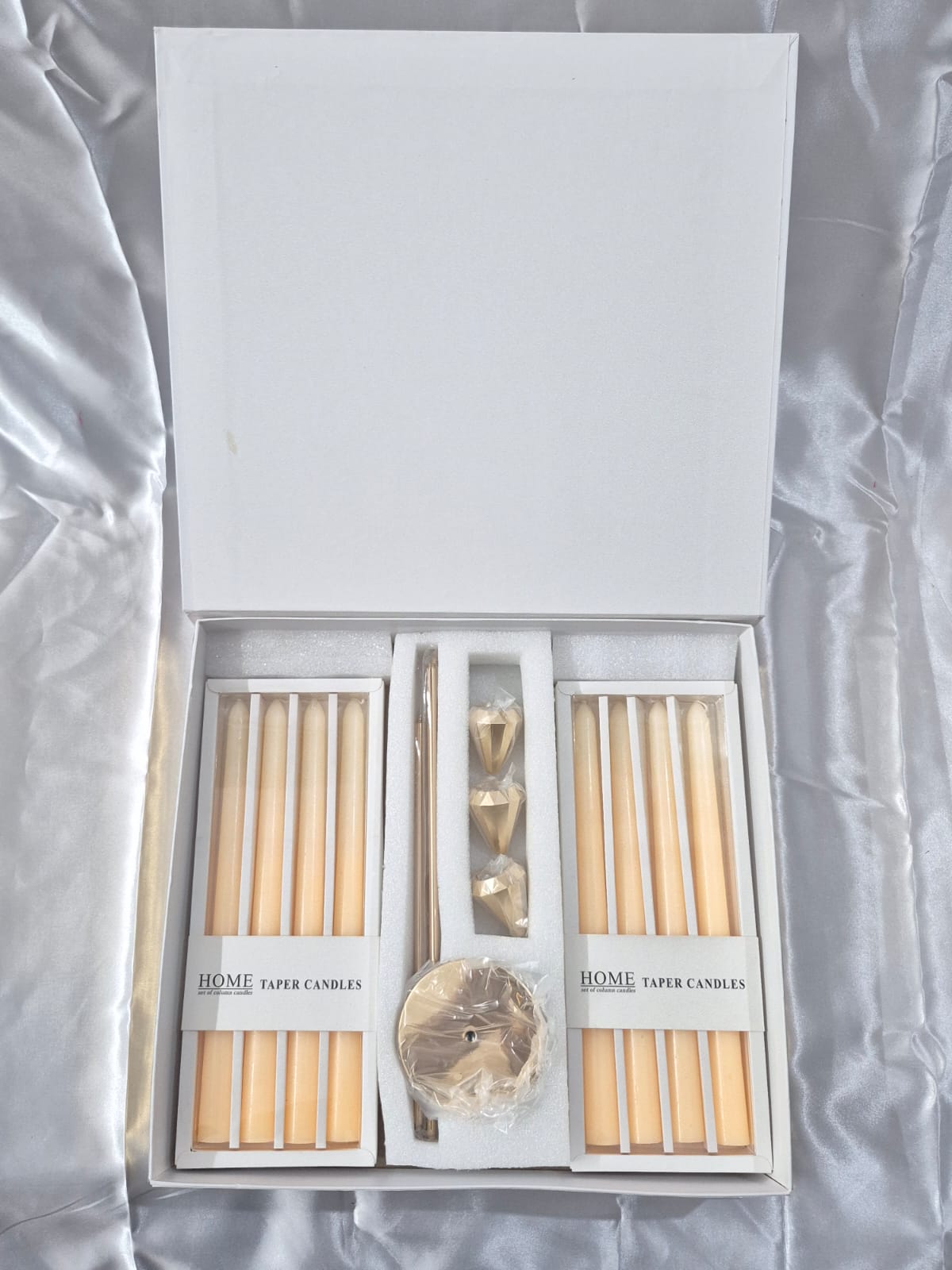 Cream and White Taper Candles Gift Set