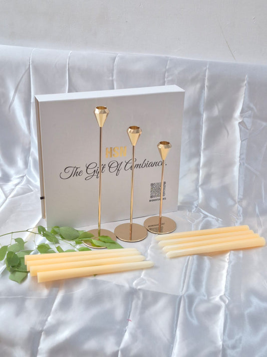 Cream and White Taper Candles Gift Set