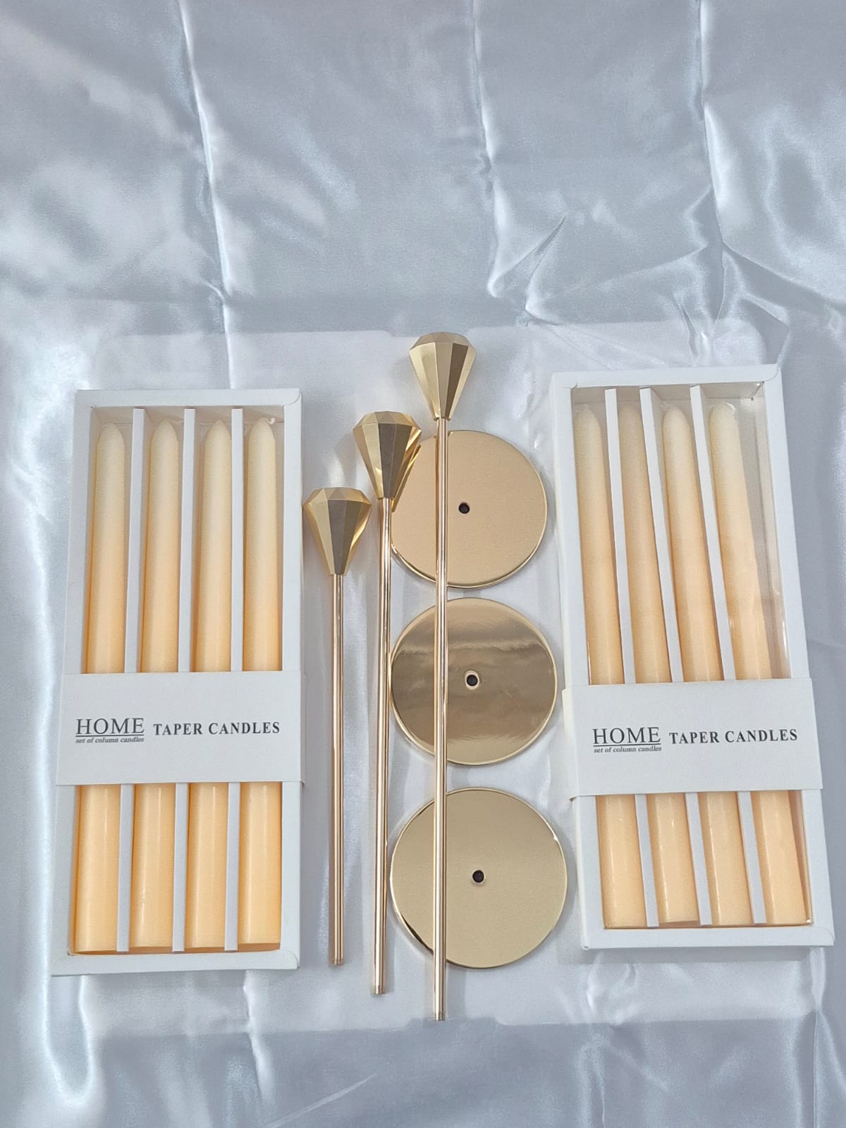 Cream and White Taper Candles Gift Set