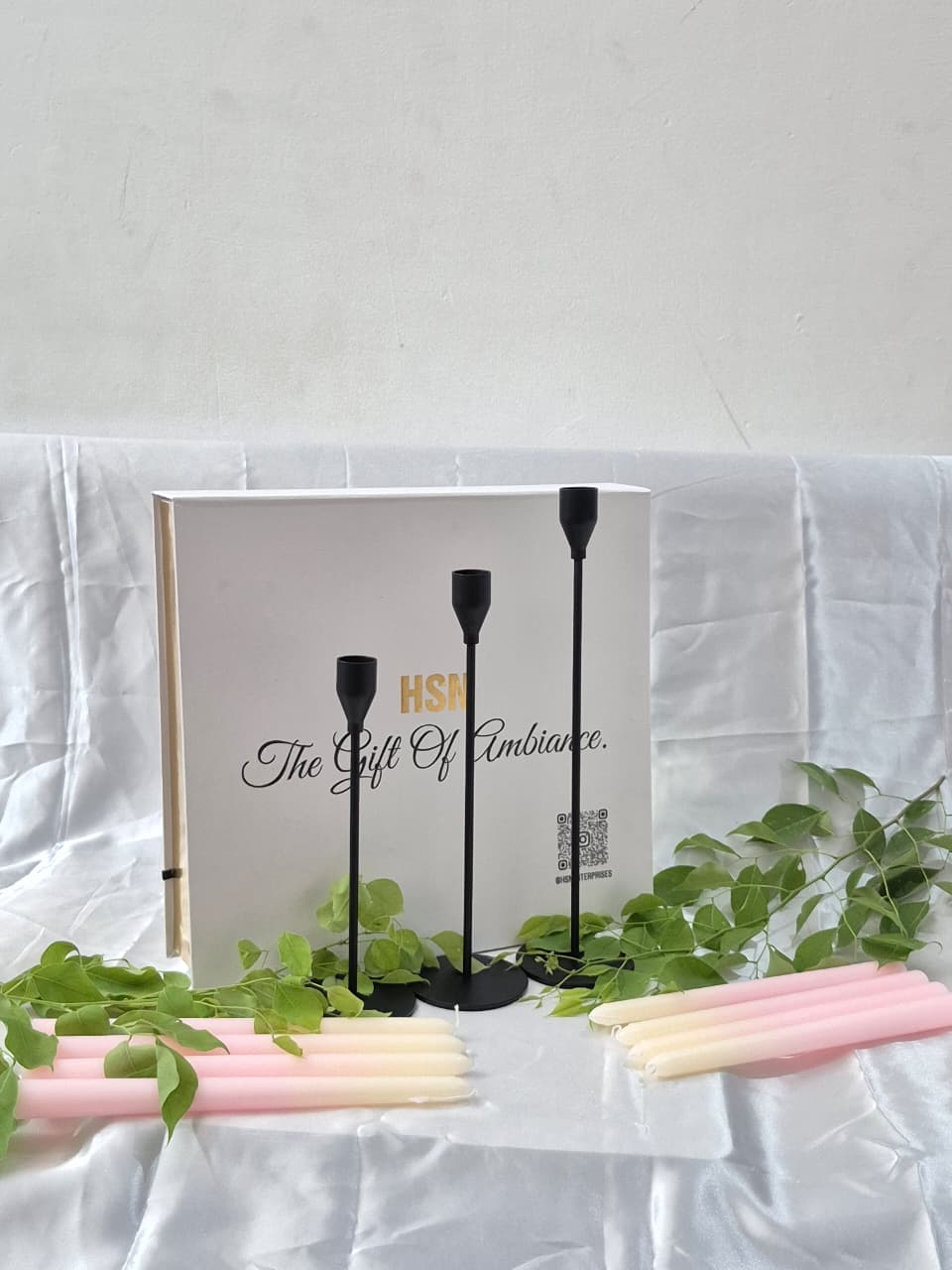 White and Pink Taper Candles Gift Set