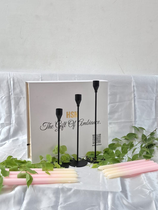 White and Pink Taper Candles Gift Set