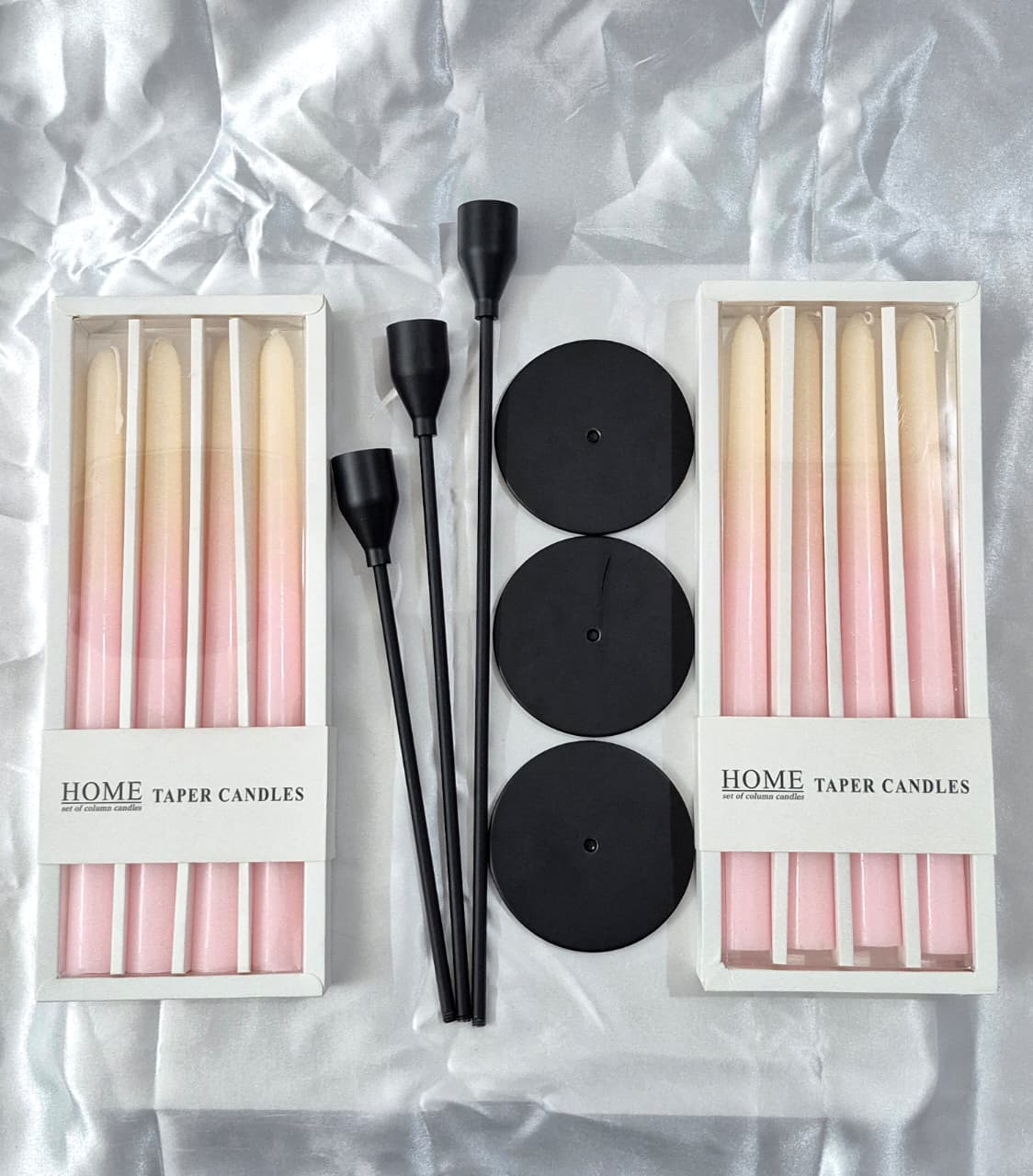 White and Pink Taper Candles Gift Set