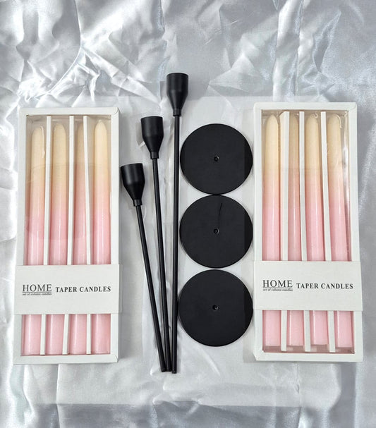 White and Pink Taper Candles Gift Set