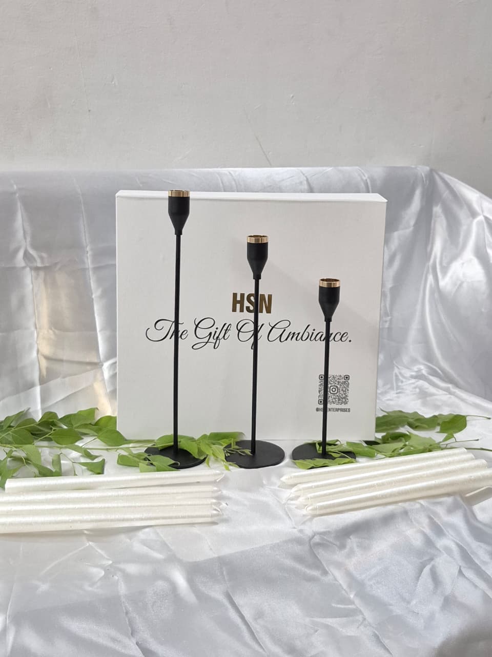 Ivory Metallic Taper Candles Gift Set