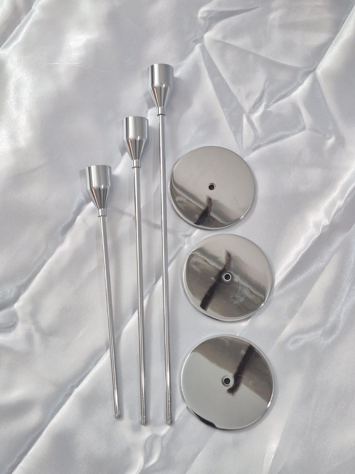 Silver Metallic Taper Candles Gift Set